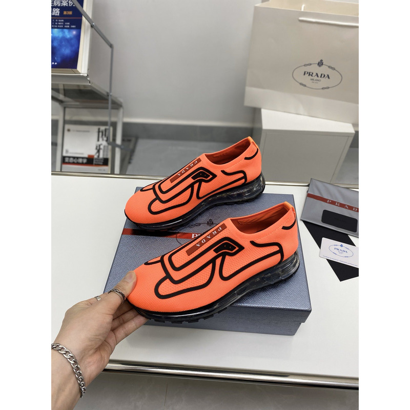 Pra*a men bike knit sneakers orange