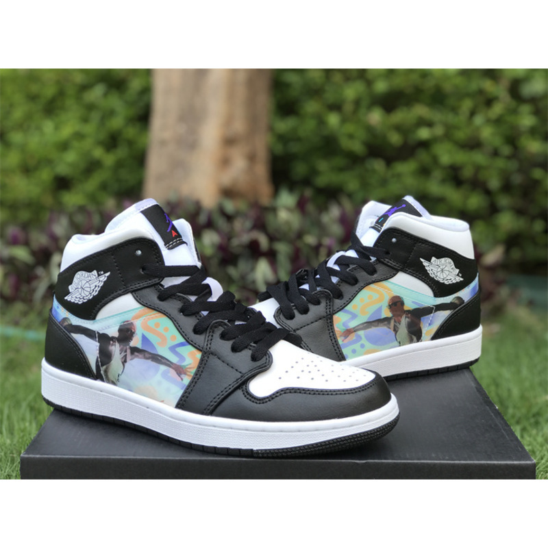 Jordan Air Jordan 1 Mid GS Black/Dark Concord-New Emerald