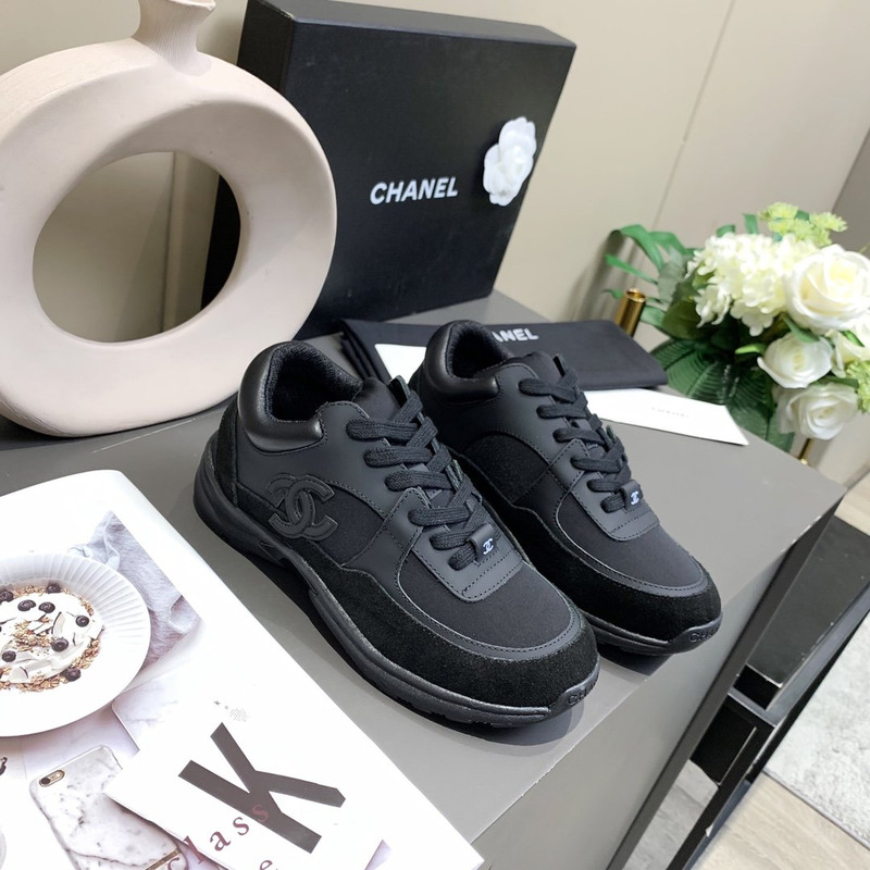 Ch*el low top trainer cc triple black suede