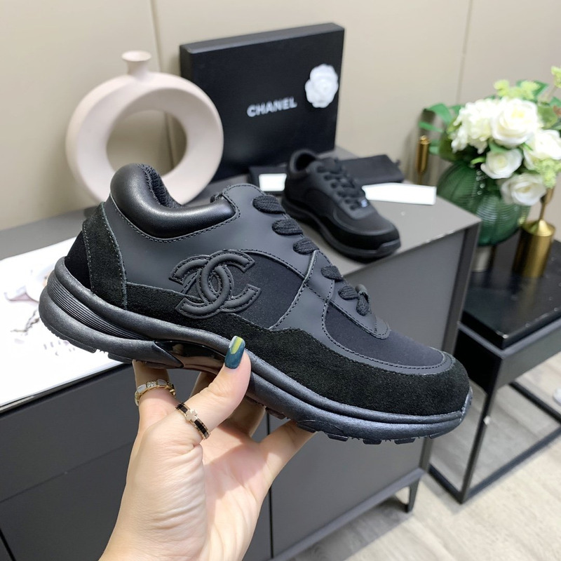 Ch*el low top trainer cc triple black suede