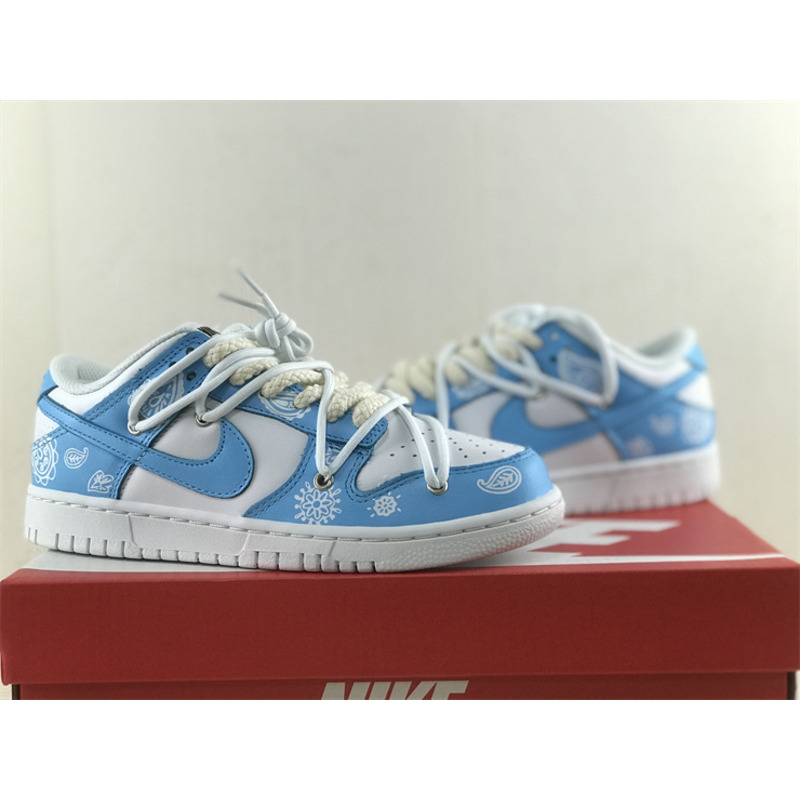 Nike Dunk Low Cashew Flower Sneaker Blue and White