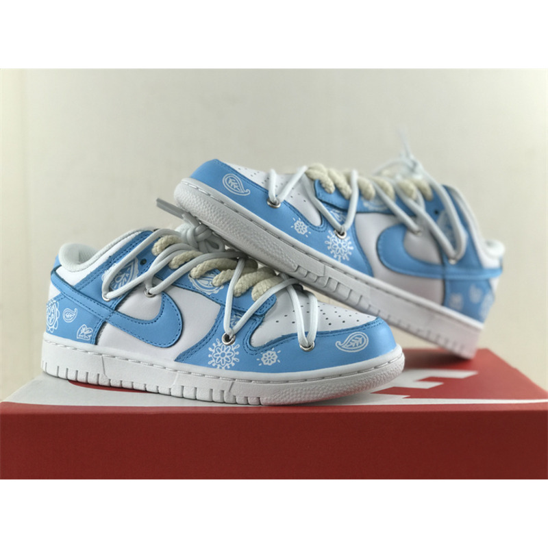 Nike Dunk Low Cashew Flower Sneaker Blue and White