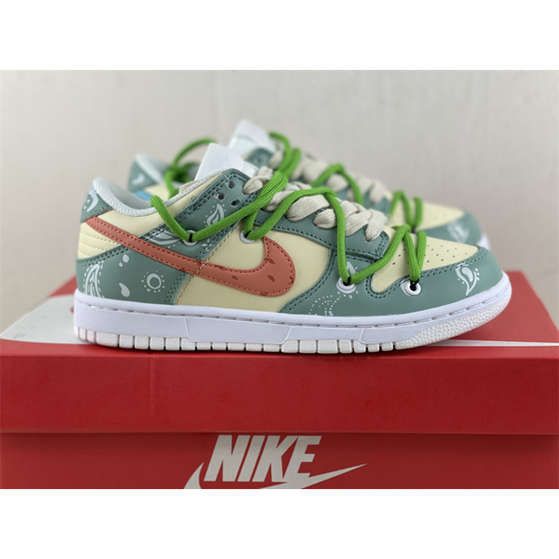 Nike Dunk Low Cashew Flower Sneaker Green and Yellow