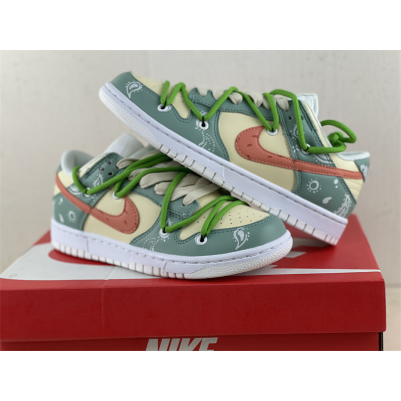 Nike Dunk Low Cashew Flower Sneaker Green and Yellow