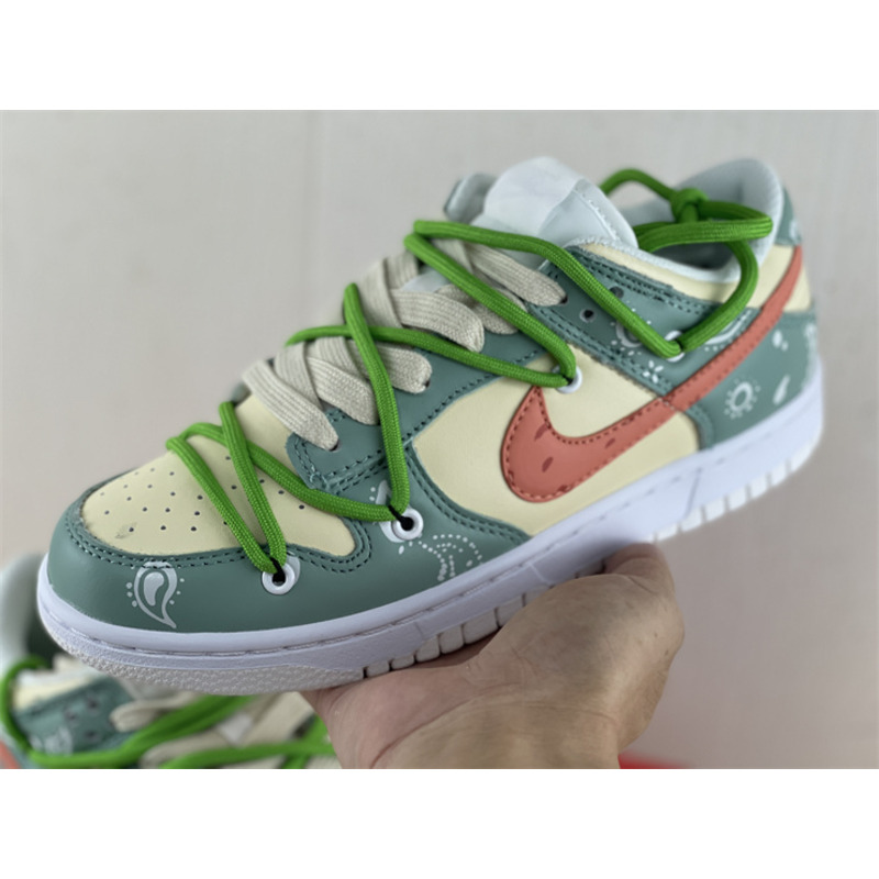 Nike Dunk Low Cashew Flower Sneaker Green and Yellow