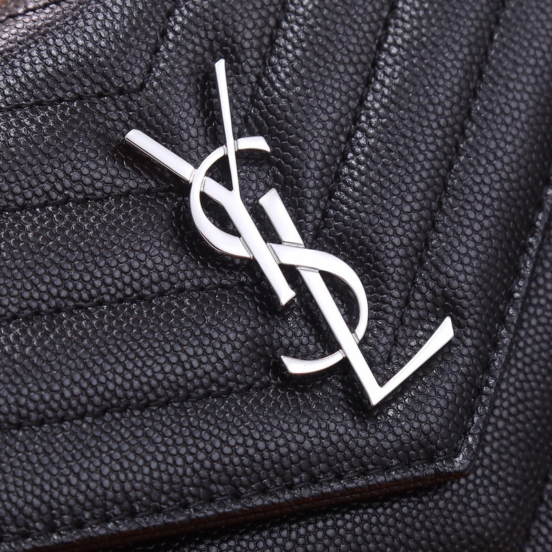 Saint Laurent Monogram Leather Wallet On Chain Black