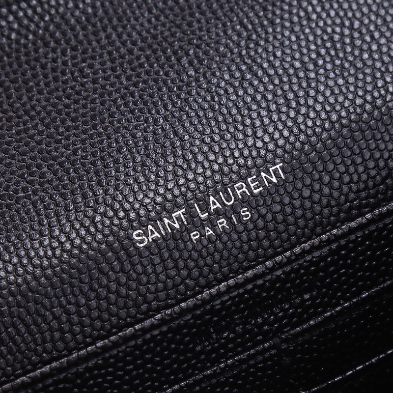 Saint Laurent Monogram Leather Wallet On Chain Black