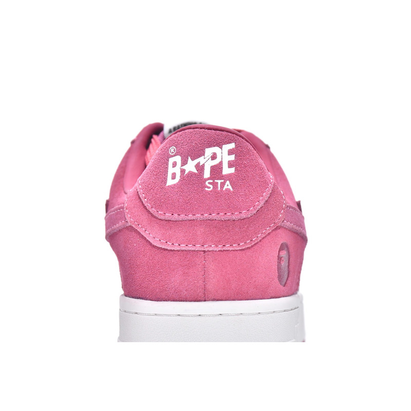 BapeSTA Suede Pink Low Top Sneakers Pink and Dark Pink