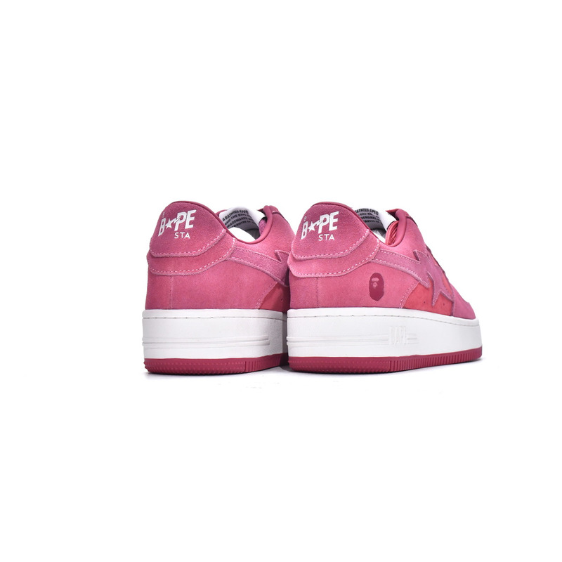 BapeSTA Suede Pink Low Top Sneakers Pink and Dark Pink