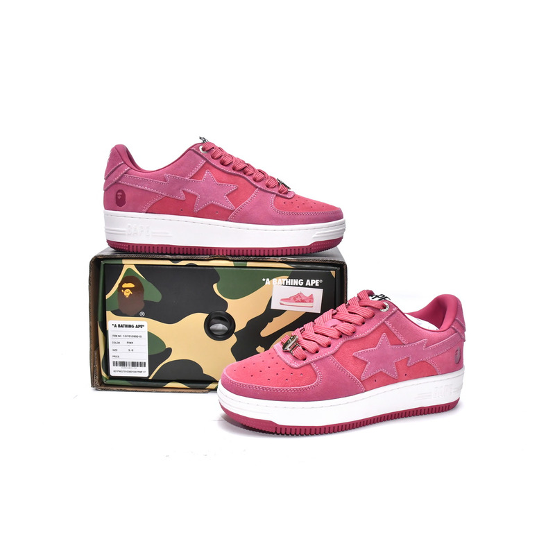 BapeSTA Suede Pink Low Top Sneakers Pink and Dark Pink