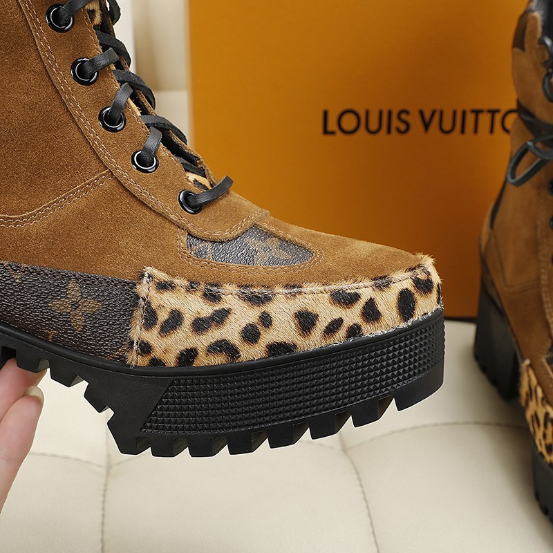 l**is V*t*n laureate leopard-print pony-hair platform desert boots brown