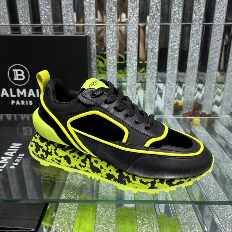 Balmain Velvet, Nylon and Mesh Racer Low-top Sneakers Yellow