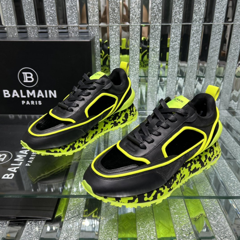 Balmain Velvet, Nylon and Mesh Racer Low-top Sneakers Yellow