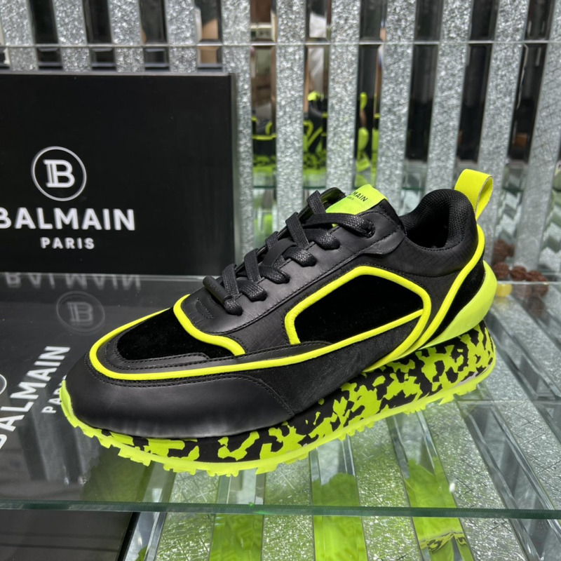 Balmain Velvet, Nylon and Mesh Racer Low-top Sneakers Yellow