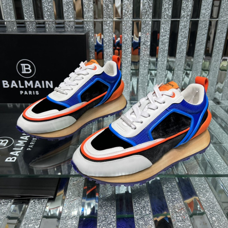 Balmain Velvet, Nylon and Mesh Racer Low-top Sneakers Multicolor