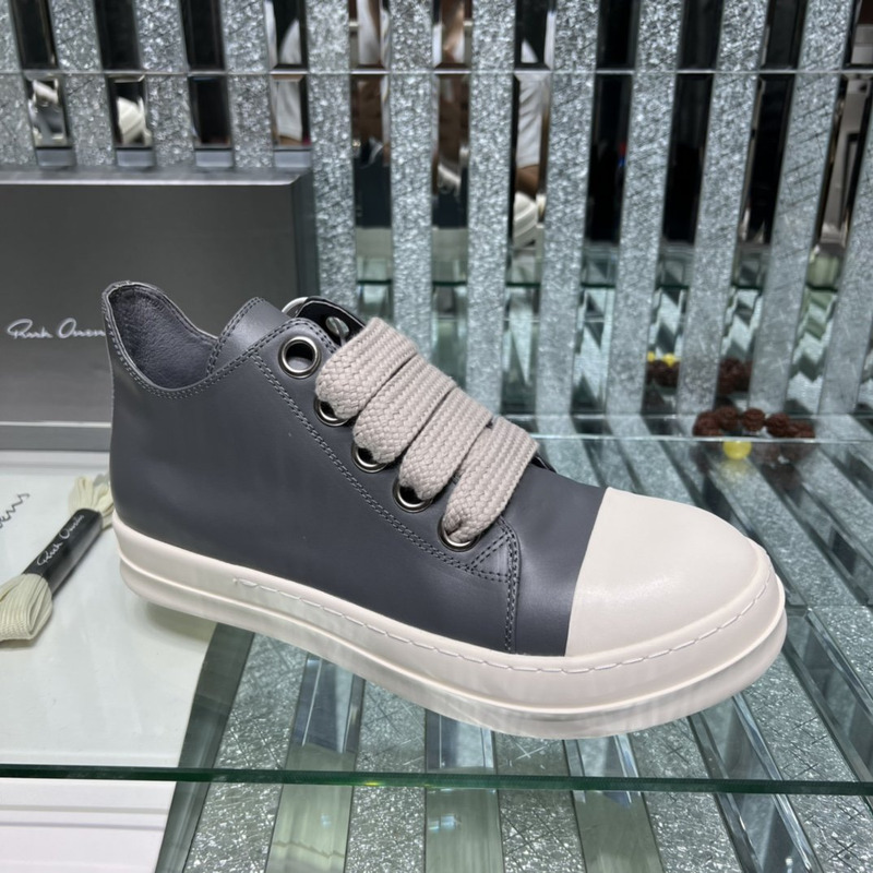 Rick Owens Fogachine Leather Sneakers Grey Blue