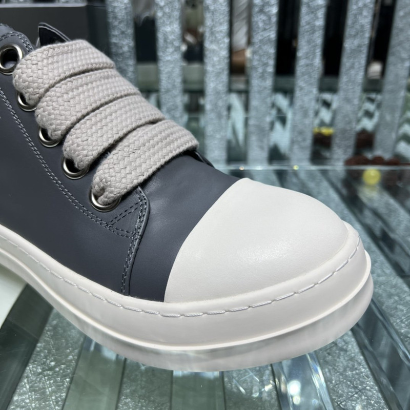 Rick Owens Fogachine Leather Sneakers Grey Blue