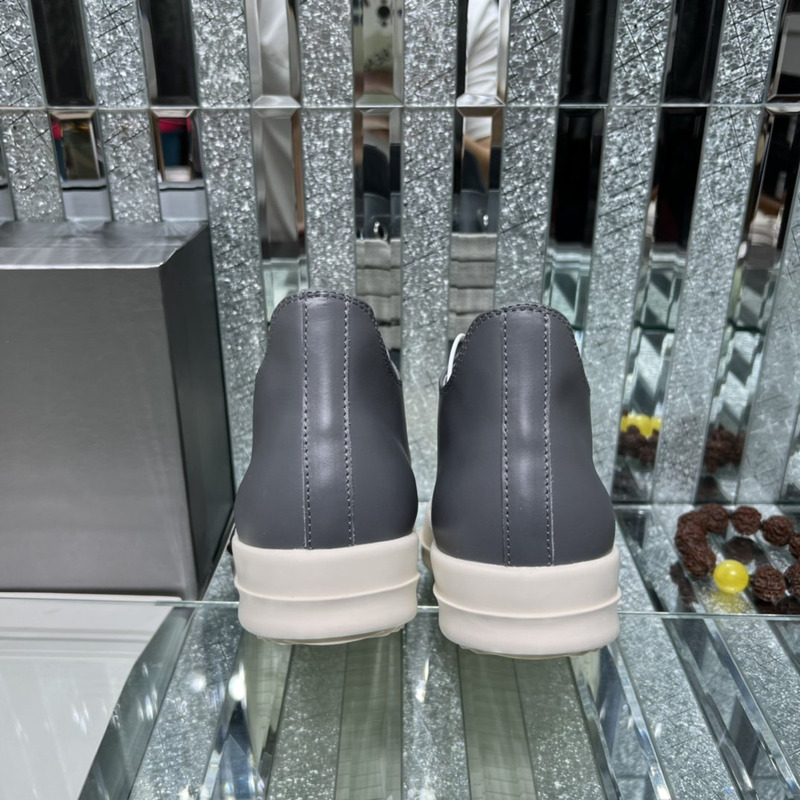 Rick Owens Fogachine Leather Sneakers Grey Blue