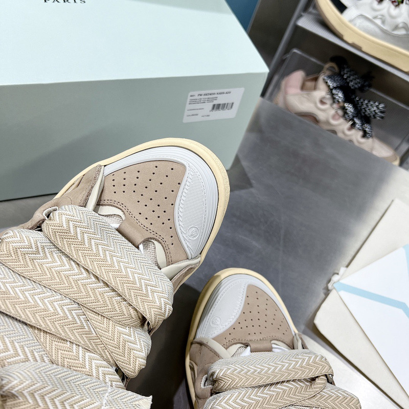 Lanvin Curb Leather Sneakers Beige