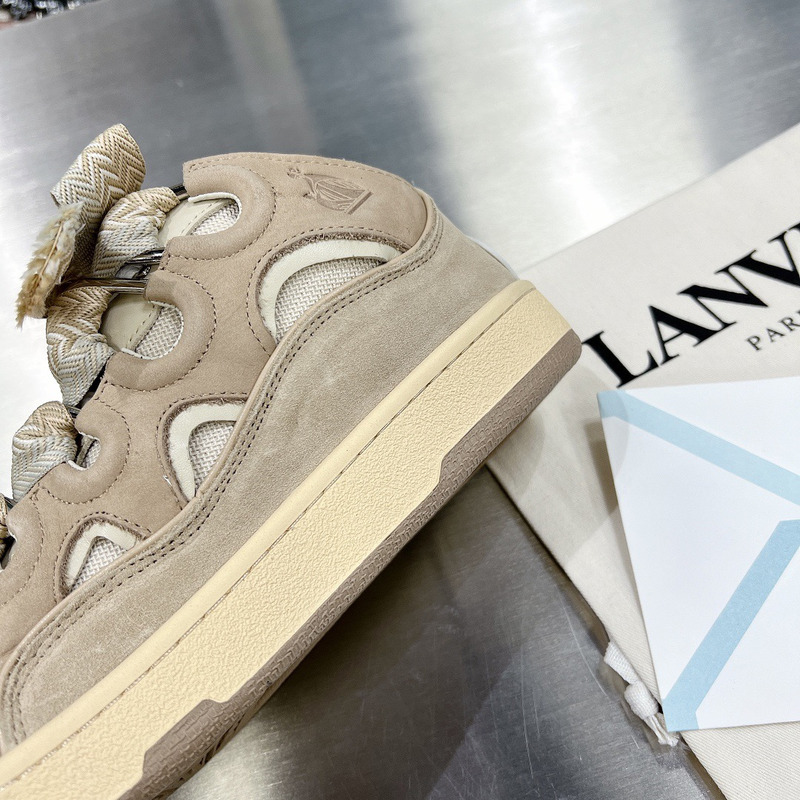 Lanvin Curb Leather Sneakers Beige