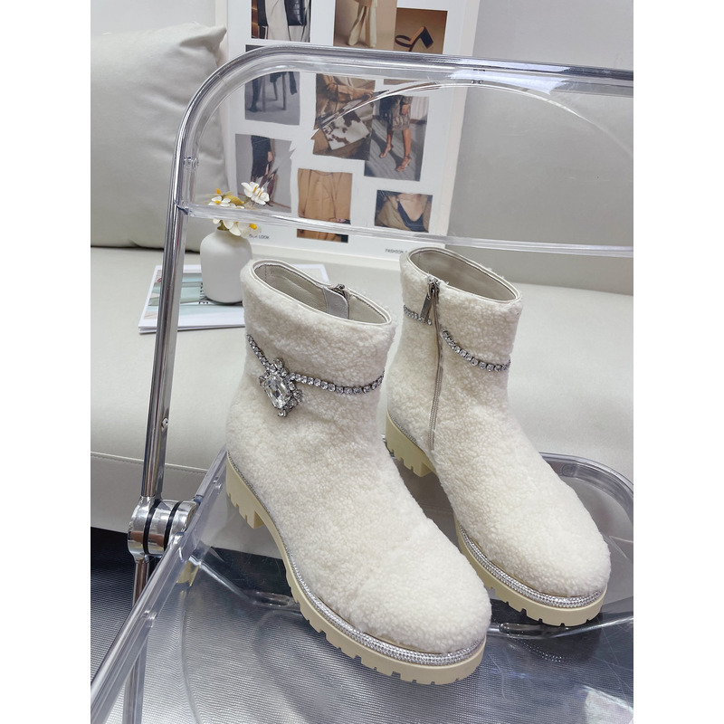 Rene Caovilla Shearing Boots White