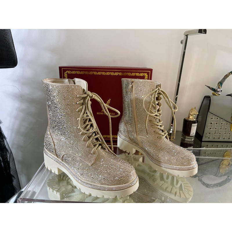 Rene Caovilla Bling Boots Beige