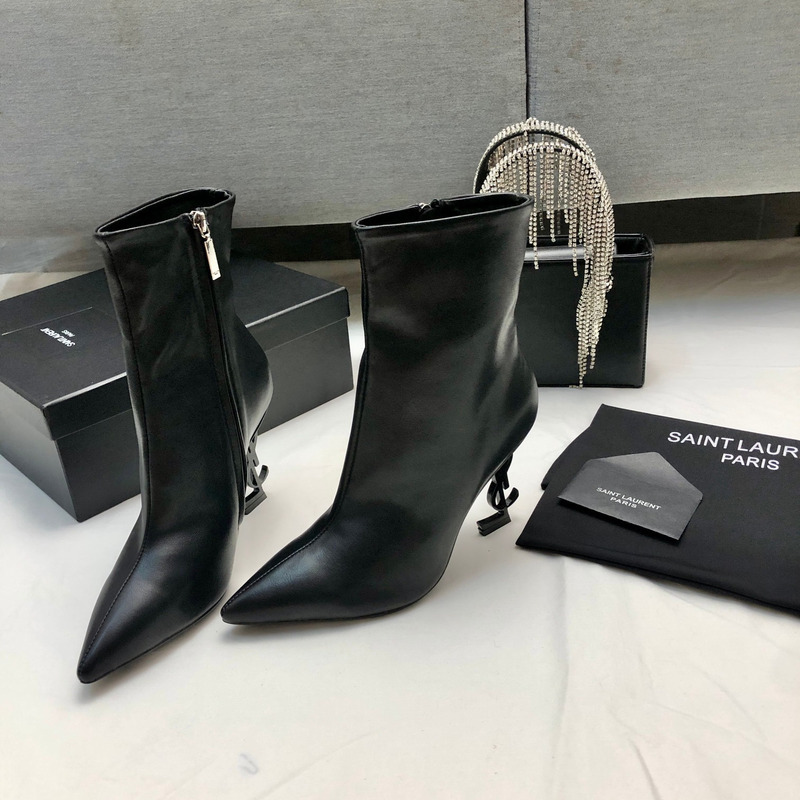 Saint Laurent Opyum Booties with Black Heel Ankle Boots