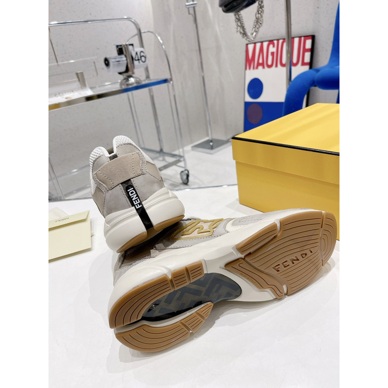 F**di faster trainers nubuck leather low-tops beige