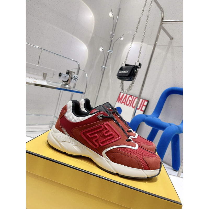 F**di faster trainers nubuck leather low-tops red