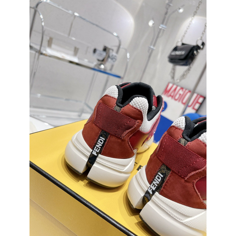 F**di faster trainers nubuck leather low-tops red