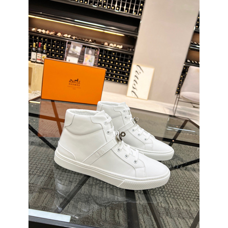 H**mes kelly day high-top sneakers white/silver