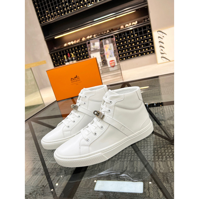 H**mes kelly day high-top sneakers white/silver