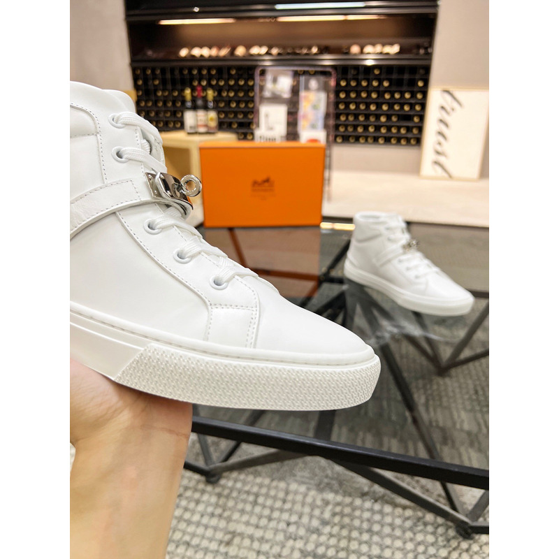 H**mes kelly day high-top sneakers white/silver