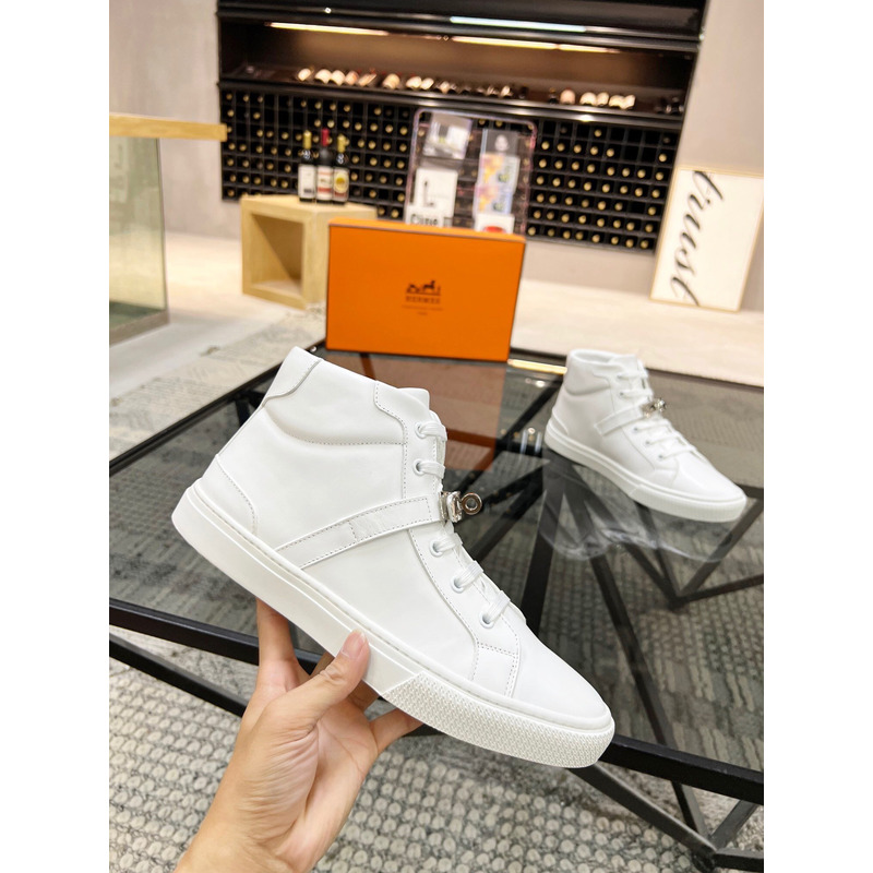 H**mes kelly day high-top sneakers white/silver