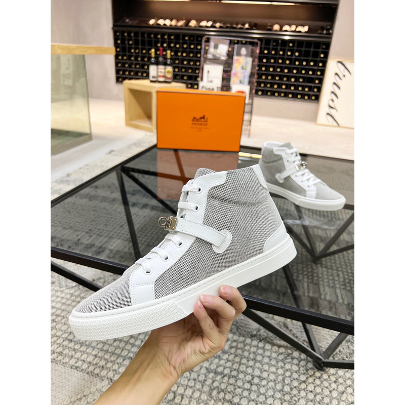 H**mes kelly day high-top sneakers gray/silver