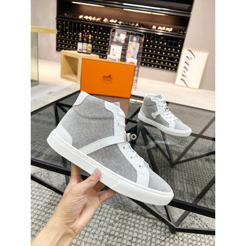 H**mes kelly day high-top sneakers gray/silver