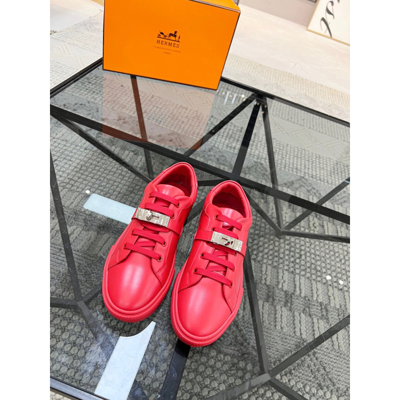 H**mes kelly day low-top sneakers red/silver