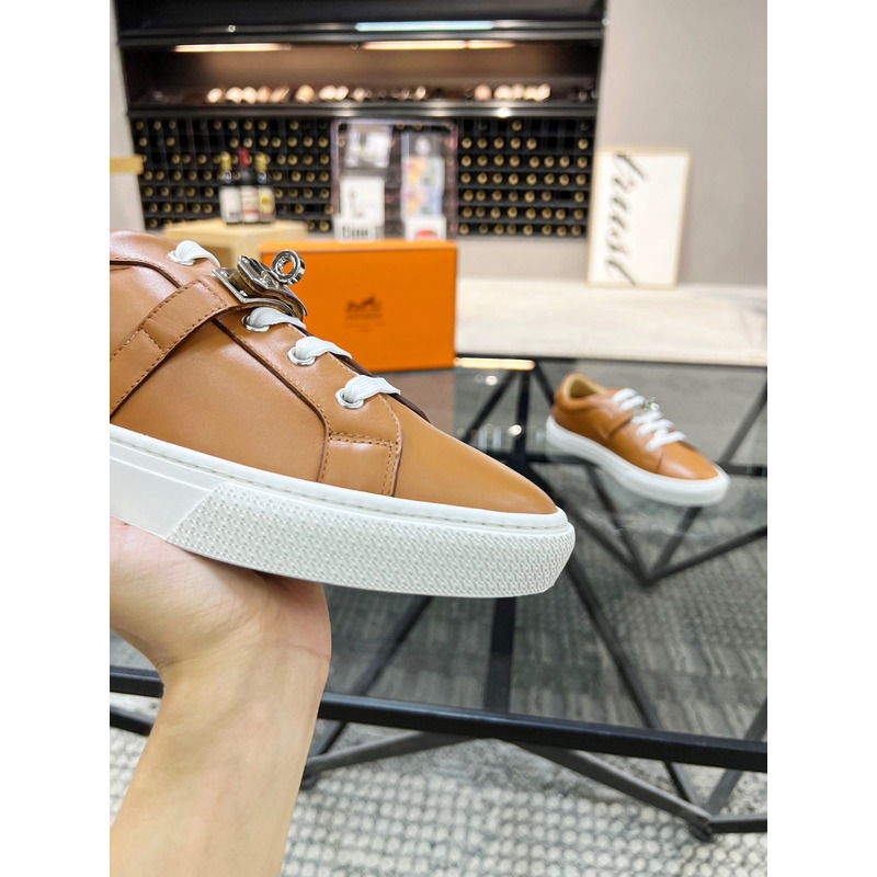 H**mes kelly day low-top sneakers brown/silver