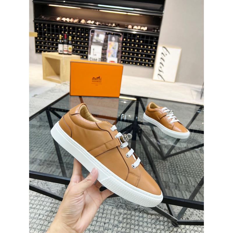 H**mes kelly day low-top sneakers brown/silver