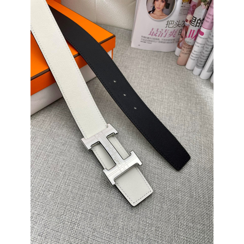 H**mes buckle h reversible belt white 42mm