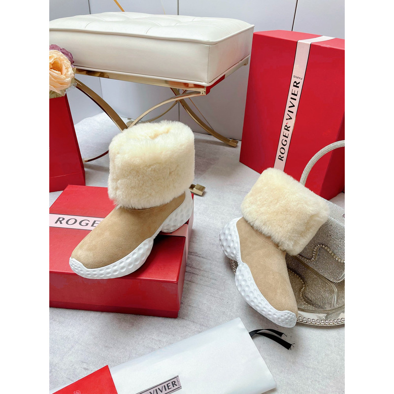 Roger Vivier Run Light Fur Ankle Boots in Suede