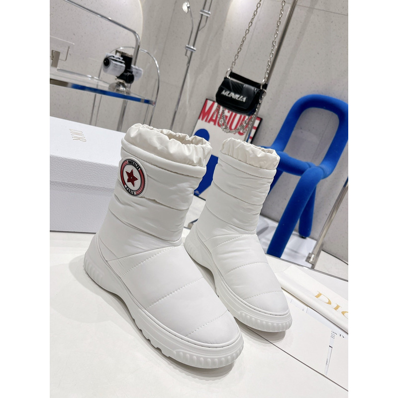 D*or frost ankle boot white quilted nylon and shearling