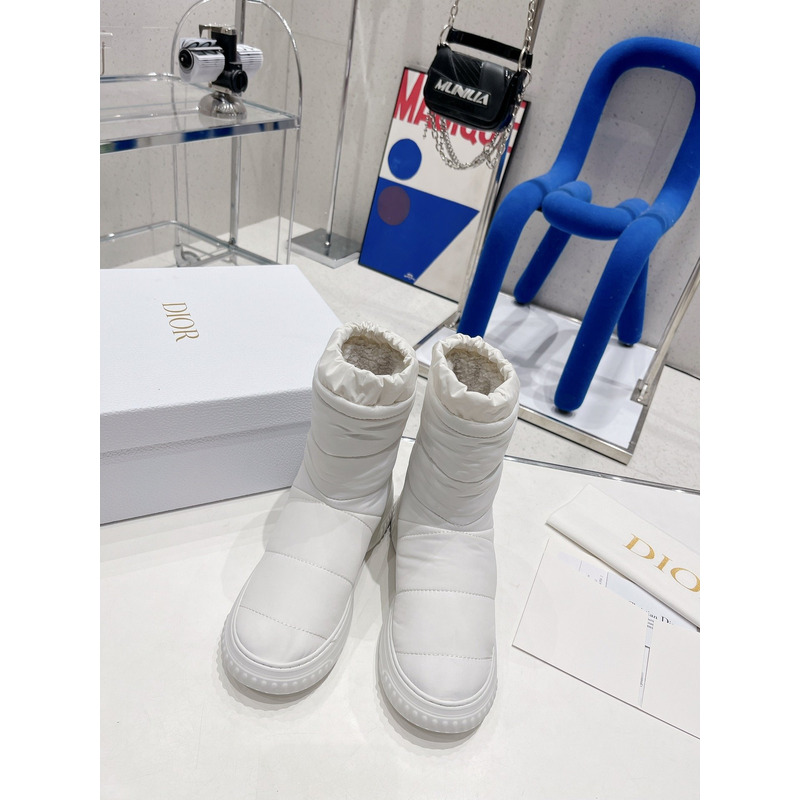 D*or frost ankle boot white quilted nylon and shearling