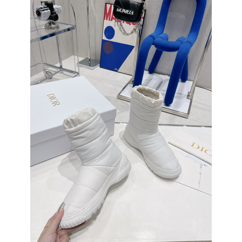 D*or frost ankle boot white quilted nylon and shearling