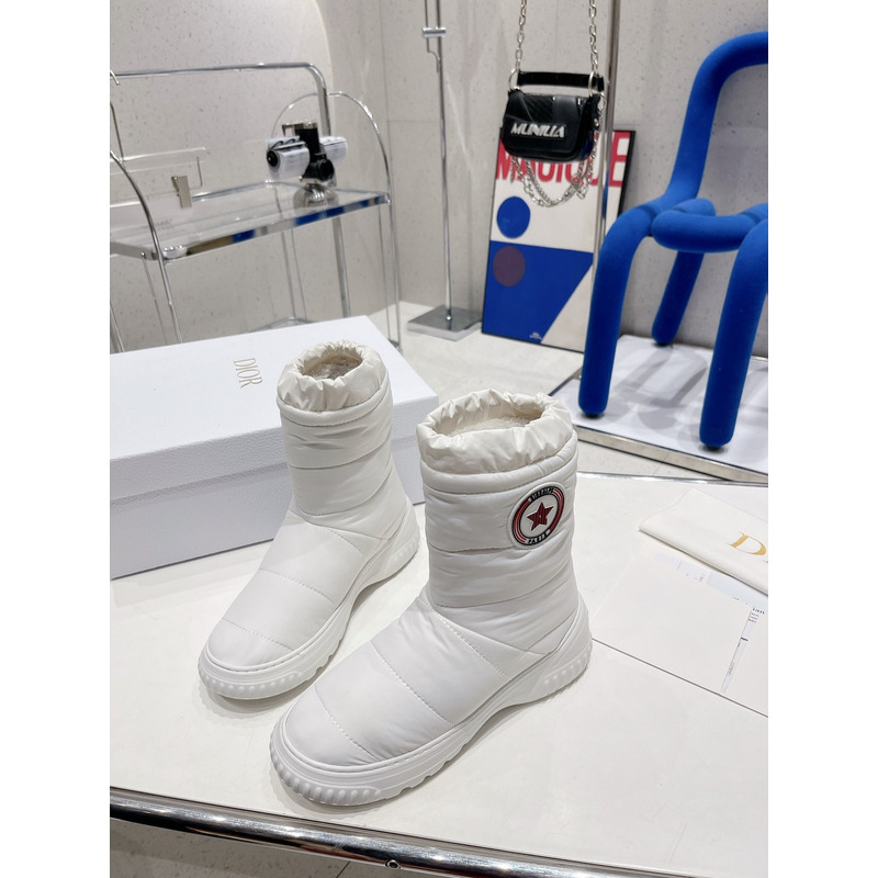 D*or frost ankle boot white quilted nylon and shearling