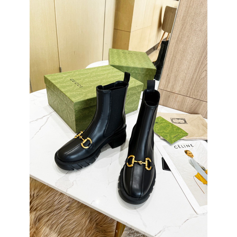 G*u*i leather horsebit boots black