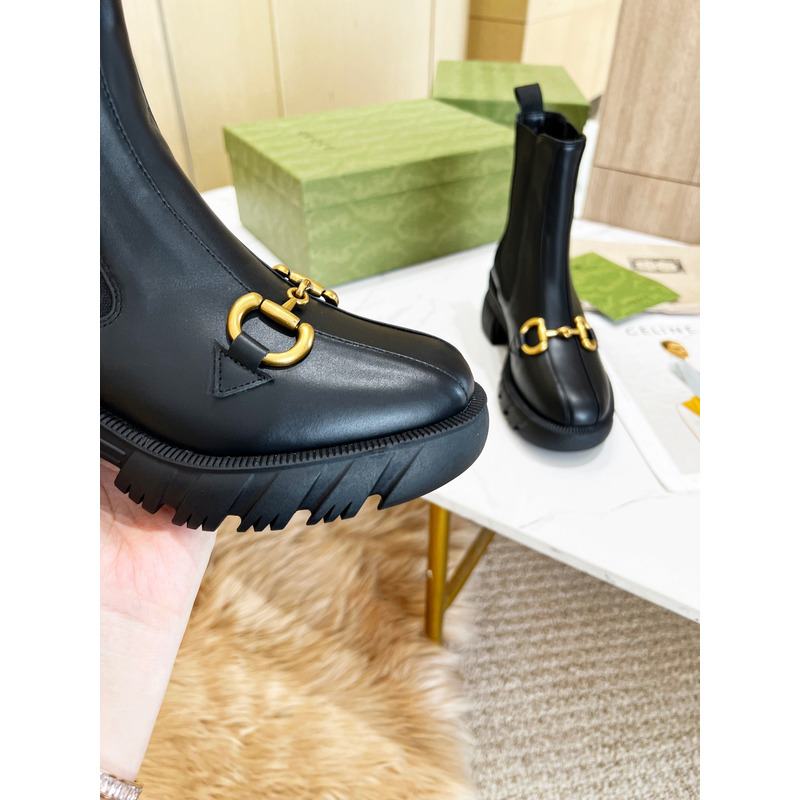 G*u*i leather horsebit boots black