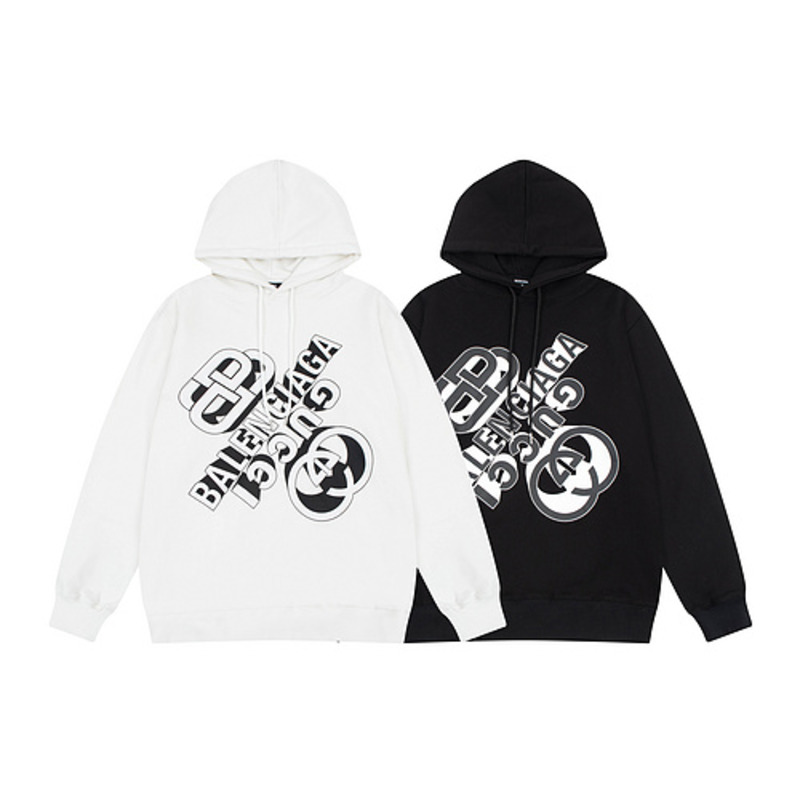 Ba*len*cia*gax g*u*i logo printing hoodie white