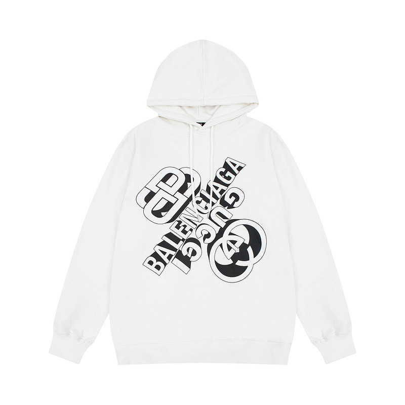 Ba*len*cia*gax g*u*i logo printing hoodie white