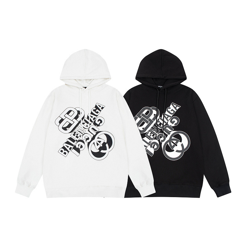 Ba*len*cia*ga x g*u*i logo printing hoodie black